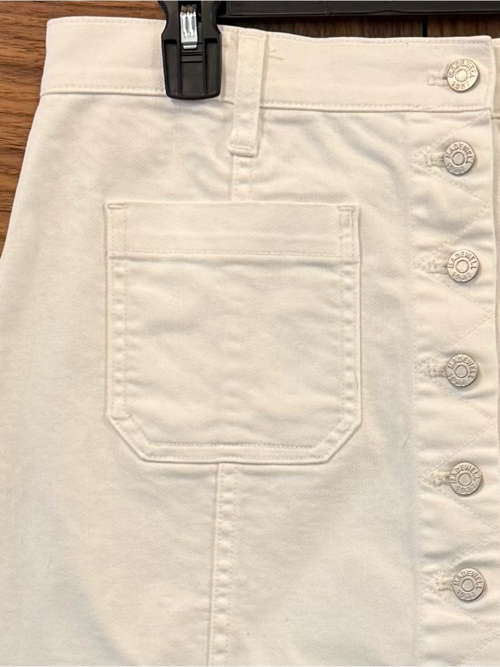 Madewell White Button Front Denim Mini Skirt - Sz 30 - Picture 2 of 6